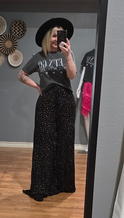 Dalmatian Print Tiered Palazzo Wide Leg Pants