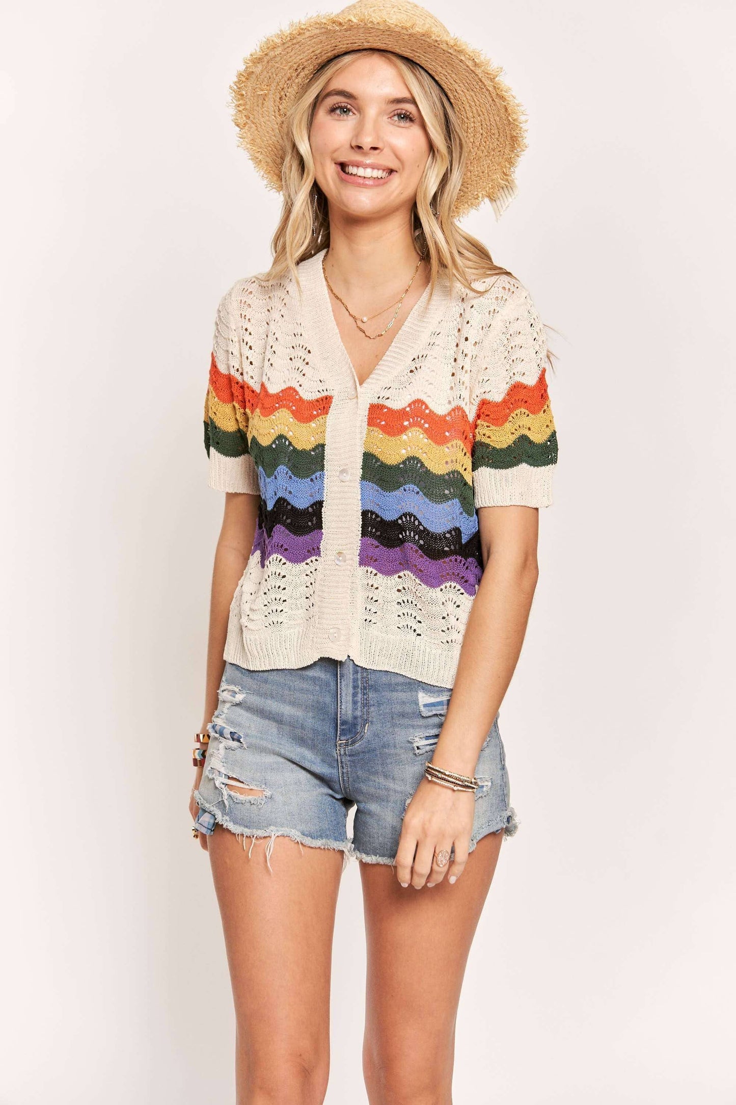 LIGHTWEIGHT RAINBOW SWEATER TOP