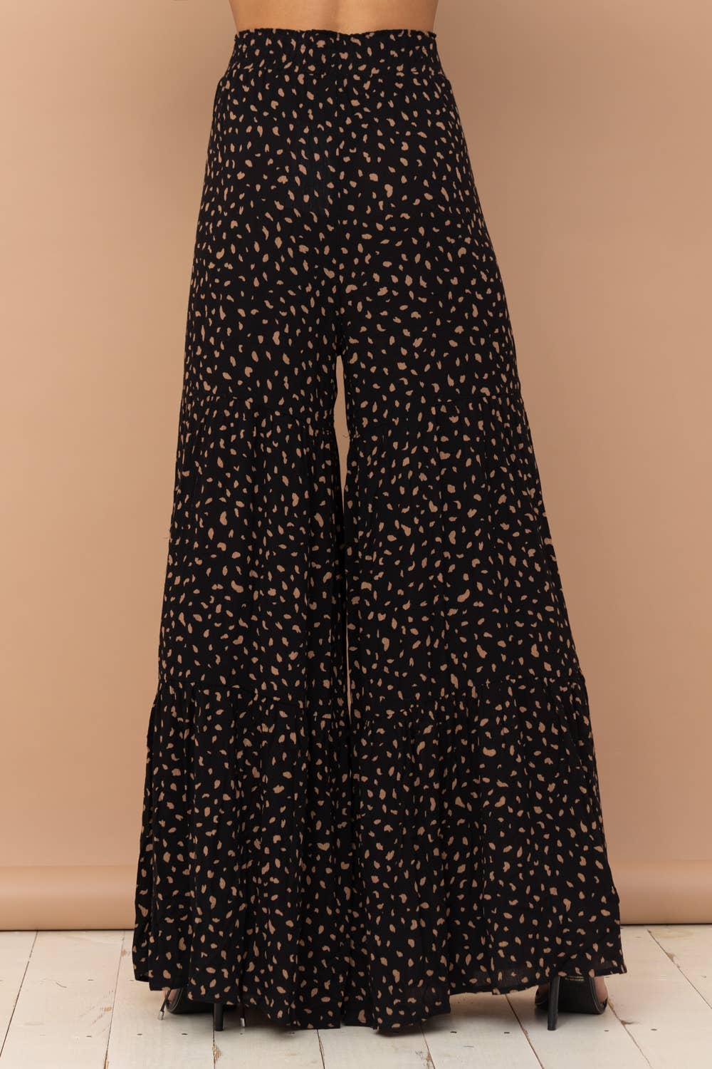 Dalmatian Print Tiered Palazzo Wide Leg Pants