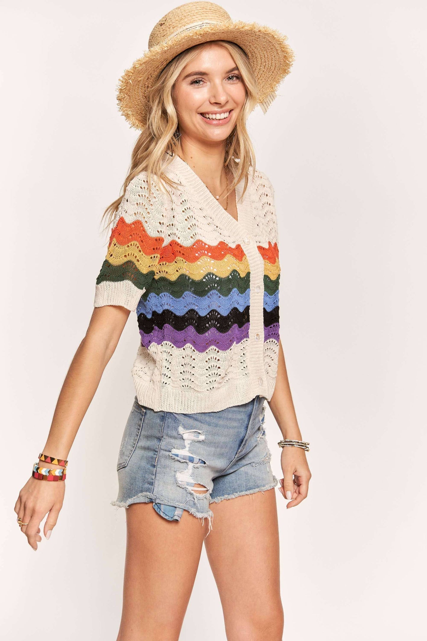 LIGHTWEIGHT RAINBOW SWEATER TOP