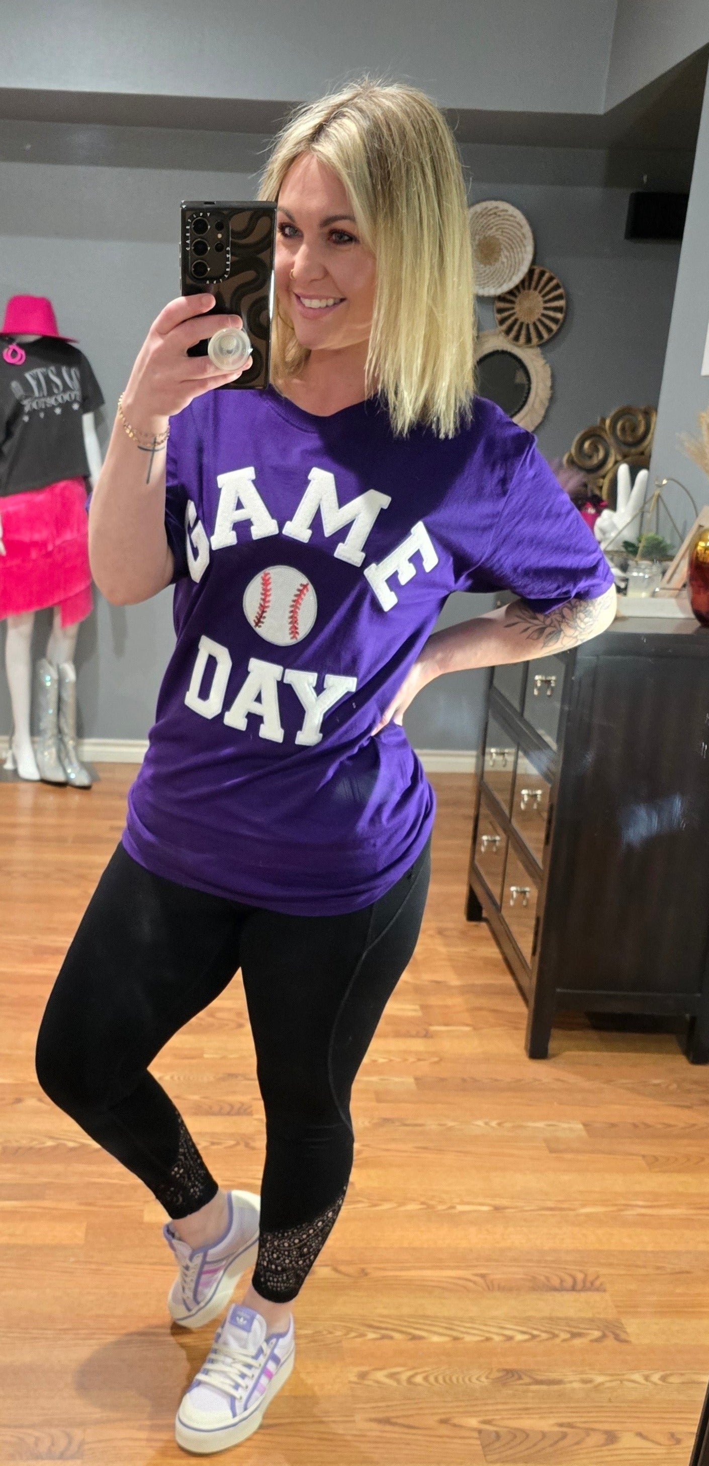 Game Day Sparkle Baseball Adult T-Shirt