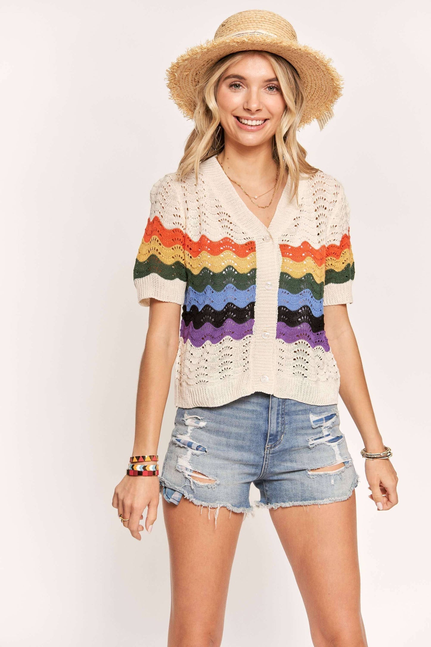 LIGHTWEIGHT RAINBOW SWEATER TOP