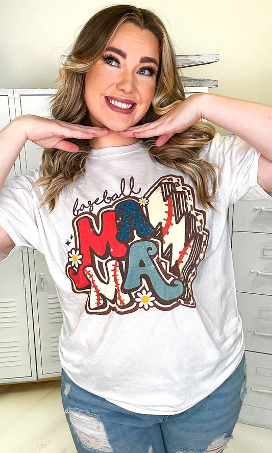 Baseball Sports Mama Graphic T-Shirt