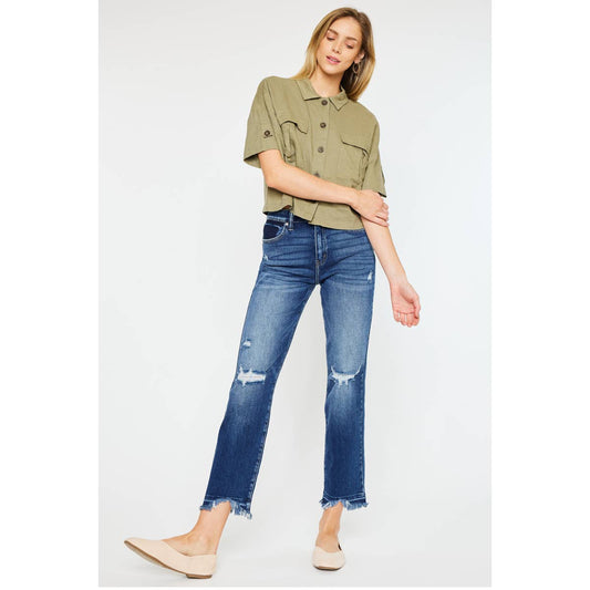 KanCan Frayed Crop Jean