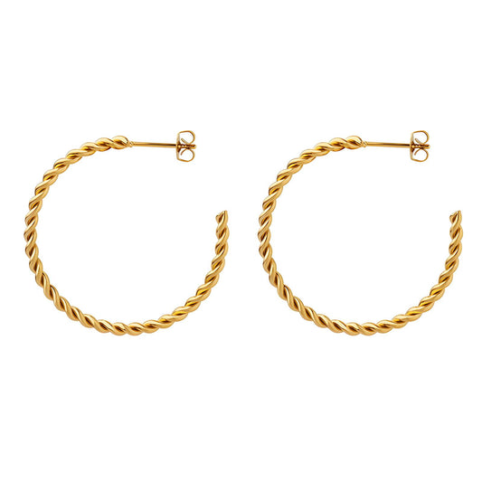 18K Gold Twisted Hoop Earrings