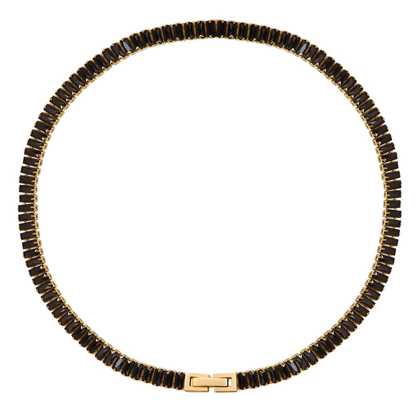 18K Gold Black Tennis Necklace