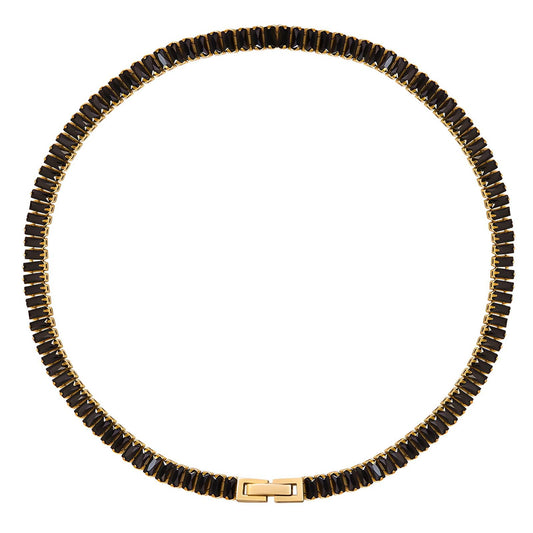 18K Gold Black Tennis Necklace