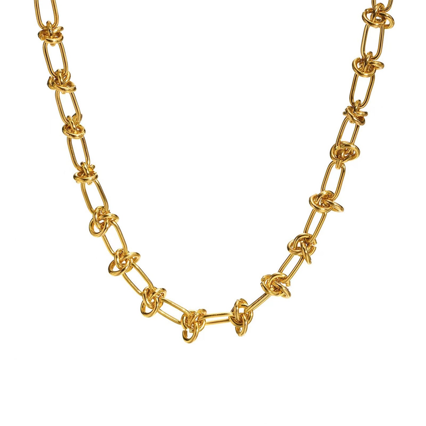 18K Gold Knot Paperclip Necklace