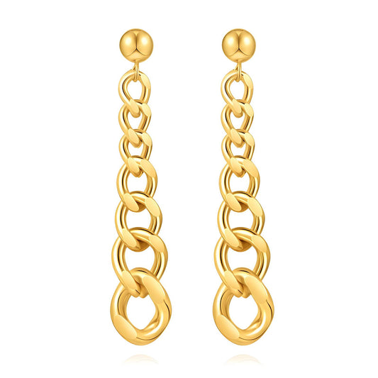 18K Gold Chain Drop Earrings