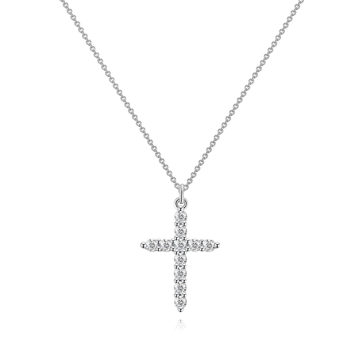 Stainless Steel CZ Cross Necklace