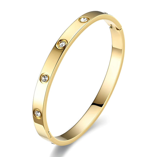 18K Gold Designer Inspired CZ Bangle