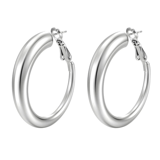 18K White Gold Graduated Hoop Earrings