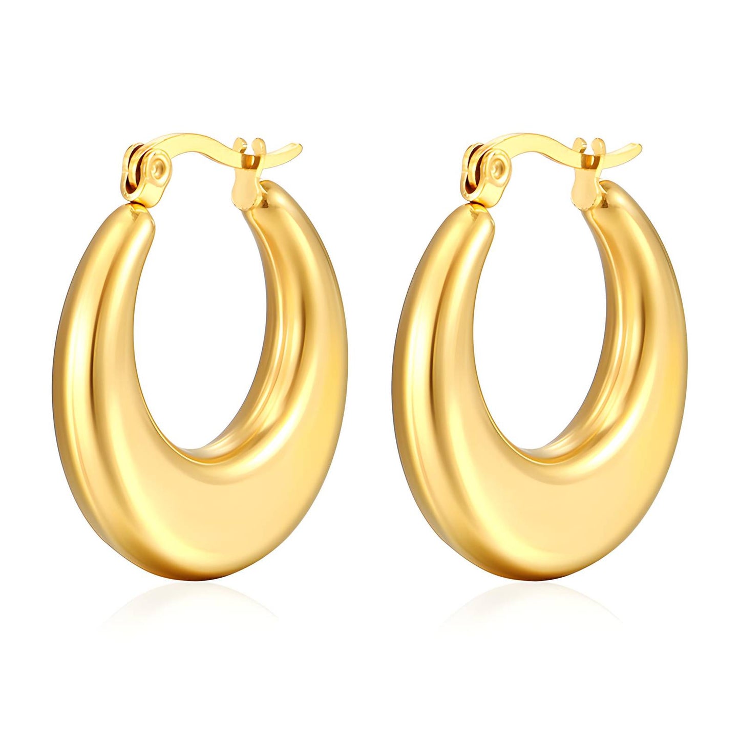 18K Chunky Gold Hoop Earrings