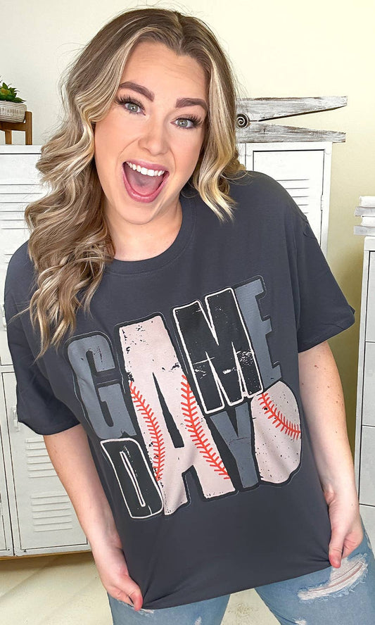 Game Day Stacked Baseball Graphic T-Shirt